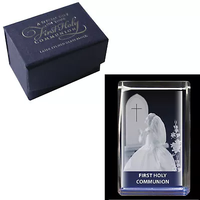 Buy Holy Communion Lazer Cut Engraved 3D Image Crystal Block Paperweight • 10.49£
