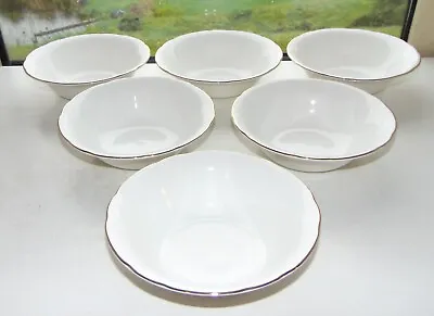 Buy Mayfair Staffordshire Fine English Bone China White And Gilt 6 Cereal Bowls 16cm • 10£