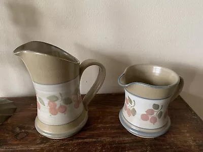 Buy Pair Of Vintage Jersey Pottery Jug/vase X 2 Fruit Design • 8.99£