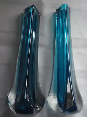 Buy Vintage Blue WhiteFriars Glass Vases • 49.50£