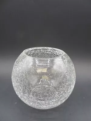 Buy Crackle Glass Clear Globe Sphere Vase Fish Bowl Round Large 5” Tall • 11.37£