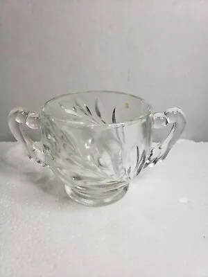 Buy Vintage Clear Glass Indiana Willow Leaf Pattern Sugar Bowl 2 Handled 1930's • 8.06£