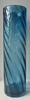 Buy Mid Century Swedish Lindshammar Glass Blue Swirl Vase • 19.99£