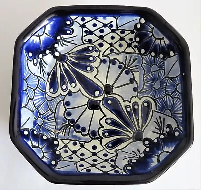 Buy Hecho En Mexico Talavera Ulises Wall Plate Blue White Octagonal Pasta Bowl • 24.99£