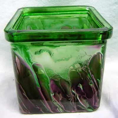 Buy Candle Holders . Glass. Painted Design. Square. • 8.99£