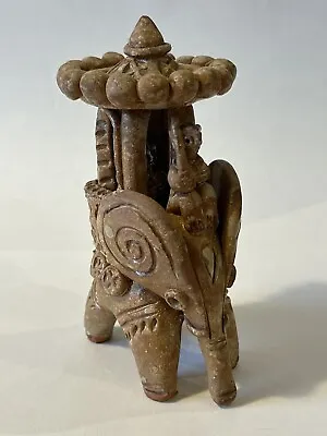 Buy Vintage Folk Art Pottery Indian Elephant With Howdah Figurine 20th C, Hand Made • 24£