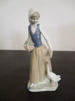 Buy Nao By Lladro Lady With Fruit Basket Feeding Goose 9.5  Figurine Preowned • 6.99£