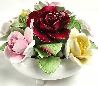 Buy Vintage Royal Doulton Bone China Rose Bouquet Posy Flower Bowl 9 X 12 Cm Approx • 7.50£