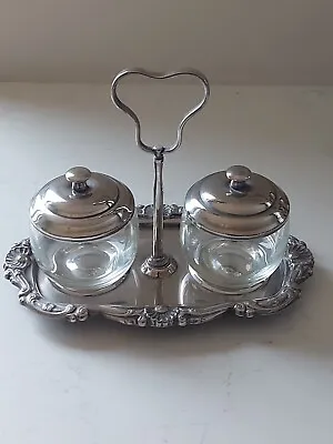 Buy Falstaff Silverplated & Glass Jam Pot Stand Ornate Vintage Preserve Condiments  • 38£