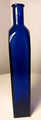 Buy Vintage Glass-Cobalt Blue Glass Bottle- Tall & Slim- Square Base- No Stopper GC • 18£