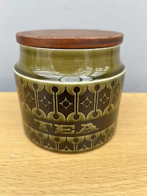 Buy Vintage Hornsea Heirloom Green Tea Storage Jar Pot Ceramic Wooden Lid Retro • 24.95£
