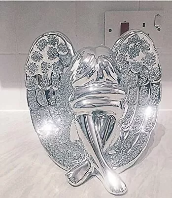 Buy Beautiful Crushed Diamond Angel With Wings Glass Silver Sparkle Bling Ornament • 19.99£