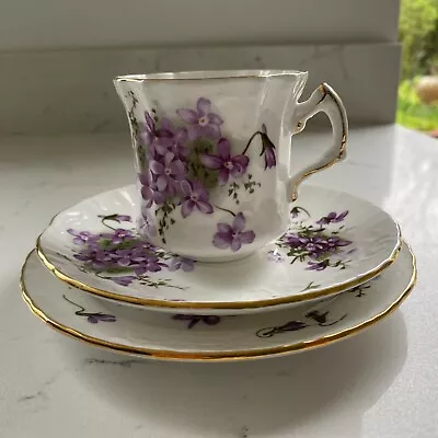 Buy Hammersley Victorian Violets Bone China Trio - Tea Cup, Saucer, Plate • 9.99£