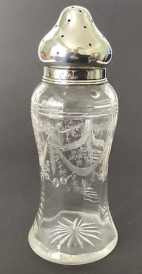 Buy Antique  Hallmarked 1910  Silver Top Sugar Shaker Sifter Caster  Cut  Glass • 45£