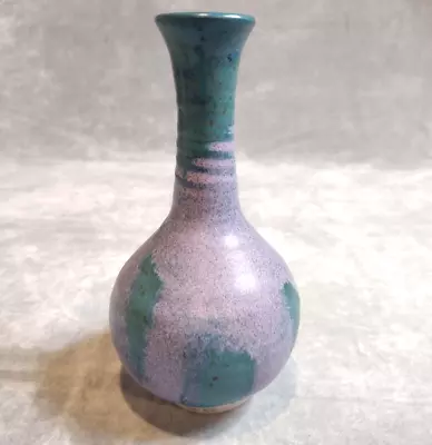 Buy Signed, Studio Art Pottery Vase, Teal & Purple, Drip/Abstract, MCM! • 19.25£