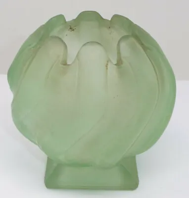 Buy Bagley Green Frosted Glass Square Base Posy Bud Vase Bowl • 12£