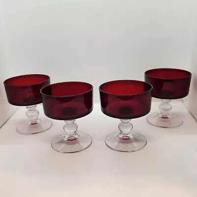 Buy Luminarc Vintage Ruby Red Dessert Glasses From France. Set Of 4. 4 Oz Capacity • 26.55£