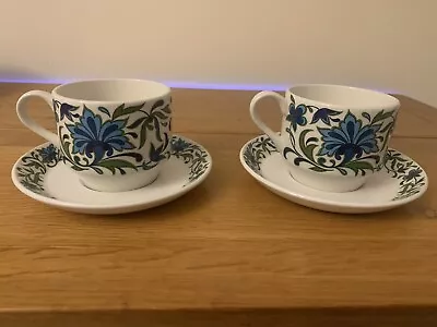 Buy 2 X Vintage MIDWINTER Spanish Garden Tea Cups & Saucers - Jessie Tait • 3.99£