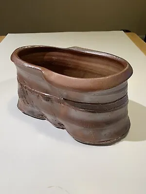 Buy Ken Bichell Pottery, Brown Wood Fired Oval Vessel, Studio Crafted • 28.77£
