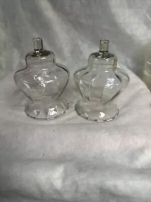 Buy Vintage 2pcTinted Clear Glass Fluted Ruffle Top Peg Votive Cup Candle Holder • 10.57£