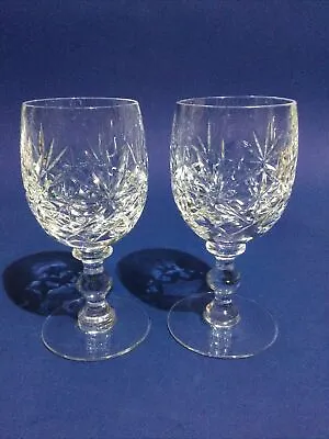 Buy Crystal Glass 2 X Hand Cut Lead Crystal Wine Glasses • 11.95£