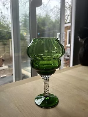 Buy Vintage Green Glass Candle Holder • 10£