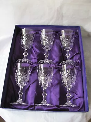 Buy Boxed Set Of SIX Edinburgh Crystal Claret / Red Wine Glasses In The Lomond Cut • 60£
