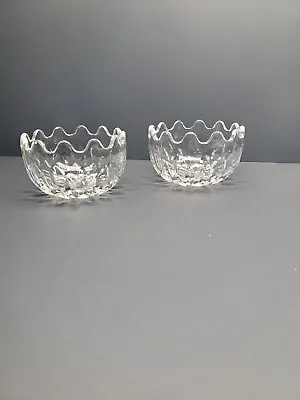 Buy Vtg Set Of 2 Clear Pressed Glass Candy Nut Bowl Trinket Dish W/ Scalloped Edges  • 18.24£