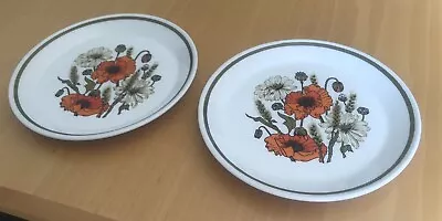 Buy Vintage J & G Meakin Studio Ceramic Poppy Pattern Dinner Plate X 2 • 16.99£