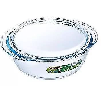 Buy Pyrex Essentials Transparent Glass Round Casserole High Resistance With Lid New • 10.58£