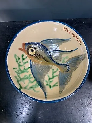 Buy Signed Puigdemont Spanish Art Pottery Menorca Bowl With Fish • 12£