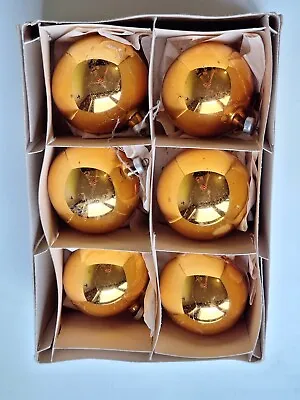 Buy Vintage Glass Gold Colour Xmas Tree Baubles Made In Austria Boxed  • 15£