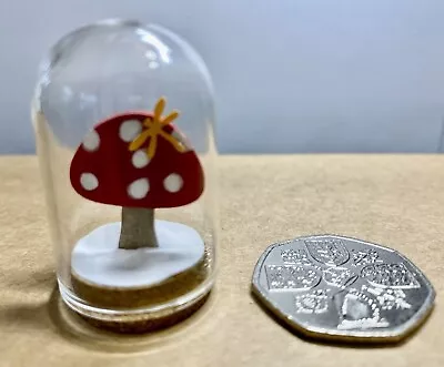 Buy Handmade Miniature Paper Red Toadstool With Dragonfly In Glass Dome Birthday • 7.50£