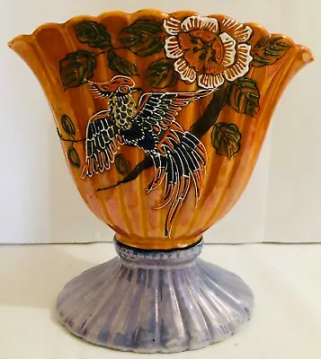 Buy Pottery Fan Vase Bird Of Paradise Lusterware • 95.59£
