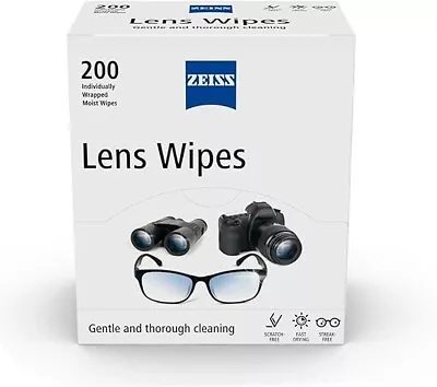 Buy ZEISS Optical Lens Cleaning Wipes For Glasses Camera Screens Laptop Pack Of 200 • 18.99£