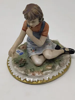 Buy CAPODIMONTE Signed SANDRO MOAGGIONI YOUNG GIRL Picking FLOWERS • 22.99£