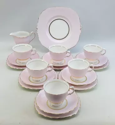 Buy Colclough Harlequin Pink 20 Piece Tea Set - Bone China Vintage • 85£