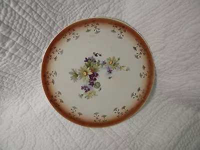 Buy VINTAGE BROWN PLATE W/ GOLD,FLOWERS By IMPERIAL SEMI VITREOUS CHINA • 19£