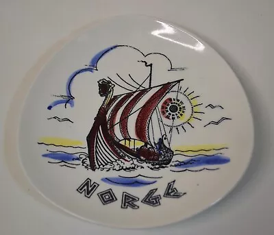 Buy Stavangerflint Norway Plate 6 1/2  Pirate Ship MCM Silk Screen Hand Paint • 12.32£