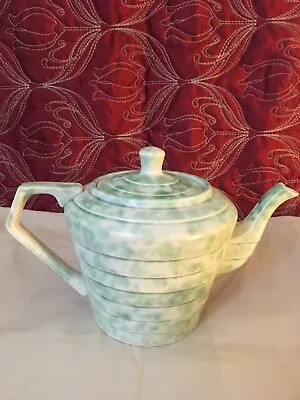 Buy Vintage 1930’s Flaxman Ware WADEHEATH Handmade Mottled Green Art Deco Teapot • 39£
