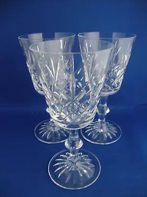 Buy 3 X Edinburgh Crystal Lomond Cut Pattern Wine Glasses - Signed • 26.95£