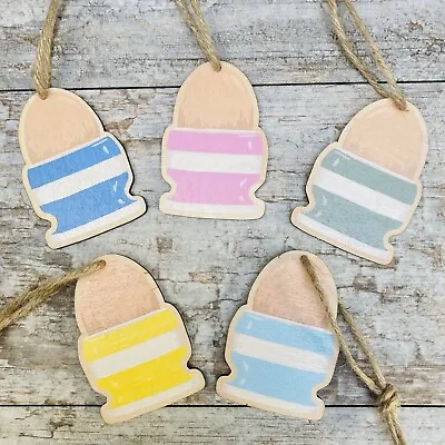 Buy Cornishware Inspired Wooden Easter Decorations - Set Of 5 • 20£