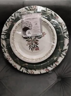 Buy Laura Ashley DISPOSABLE CHARGER DINNER DESSERT PLATES Paper Party Ware 48 Pc NEW • 35.87£