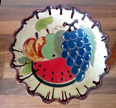 Buy Vintage Rustic Spanish Handpainted Colourful Fruit Bowl Aparicio Ceramics • 12£