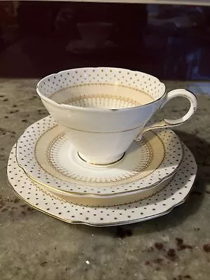 Buy PARAGON Vintage Polka Dots Trio Tea Cup/saucer/side Plate   Cream/gold • 18£