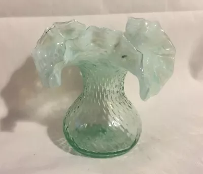 Buy Beautiful Victorian Vaseline Glass Posy Vase Diamond Pattern With Flared Top • 26£