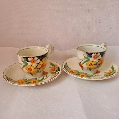 Buy VINTAGE ESPRESSO CUPS AND SAUCERS Set Of 2 Grindley Pottery Floral Design China • 14.75£
