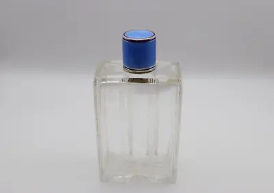 Buy Art Deco Antique Silver Guilloche Enamel Topped Glass Cologne Scent Bottle • 145£