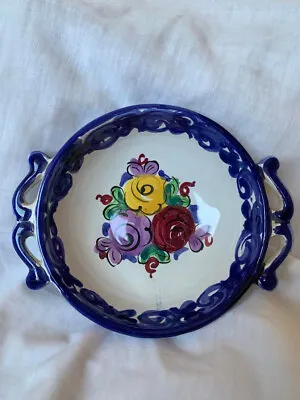 Buy Portugese Seven Inch Hand Painted Floral Bowl With Handles • 6.99£