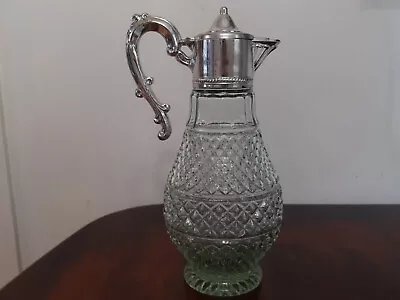 Buy Vintage Decanter Crystal Glass Silver Colour Handle And Lid Wine Jug Pitcher • 29.95£